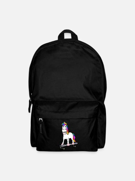 Einhorn Skater Skateboard Jugendliche Kind - Rucksack - Schwarz