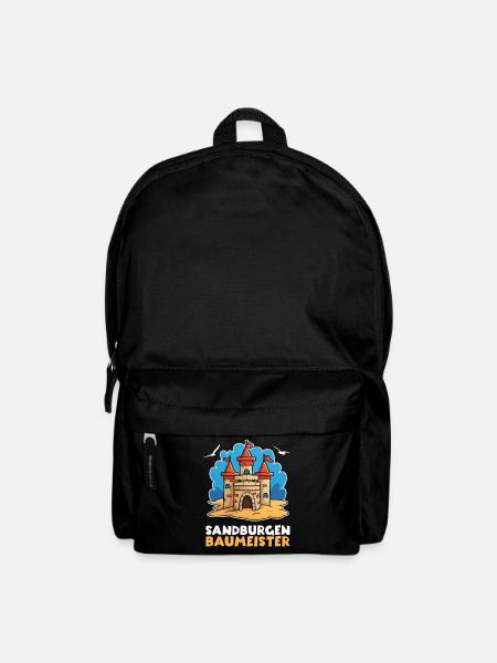Sandburg Sand Strand Meer – Sandburgen Baumeister - Rucksack - Schwarz