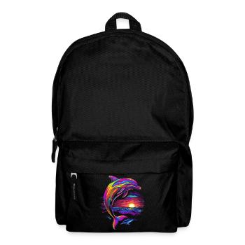 Dolphin Ocean Sea Creature Sunset Pop Art - Backpack - black - Front