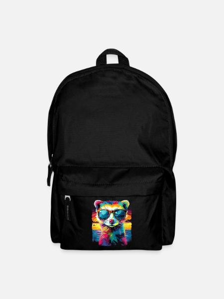Frettchen Tierhalter Sonnenbrille Sonnenuntergang - Rucksack - Schwarz