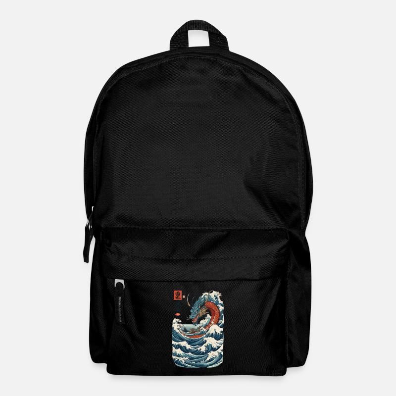 Vintage Ukiyo-E Stil Japanischer Drache Kunst - Rucksack - Schwarz