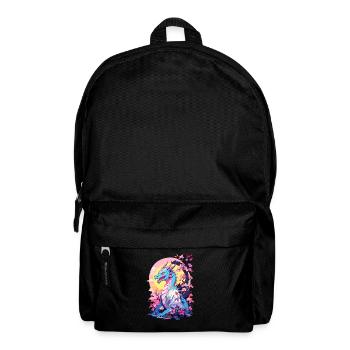 Vintage Vaporwave Style Japanese Dragon Design - Backpack - black - Front