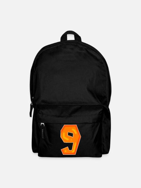 Zahl 9 - Neun - 9 Motiv Orange - Rucksack - Schwarz