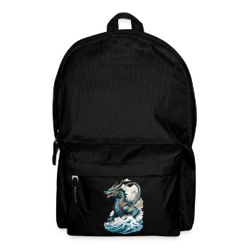Vintage Ukiyo-E Kunst Japanischer Drache Design - Rucksack - Schwarz - Vorne