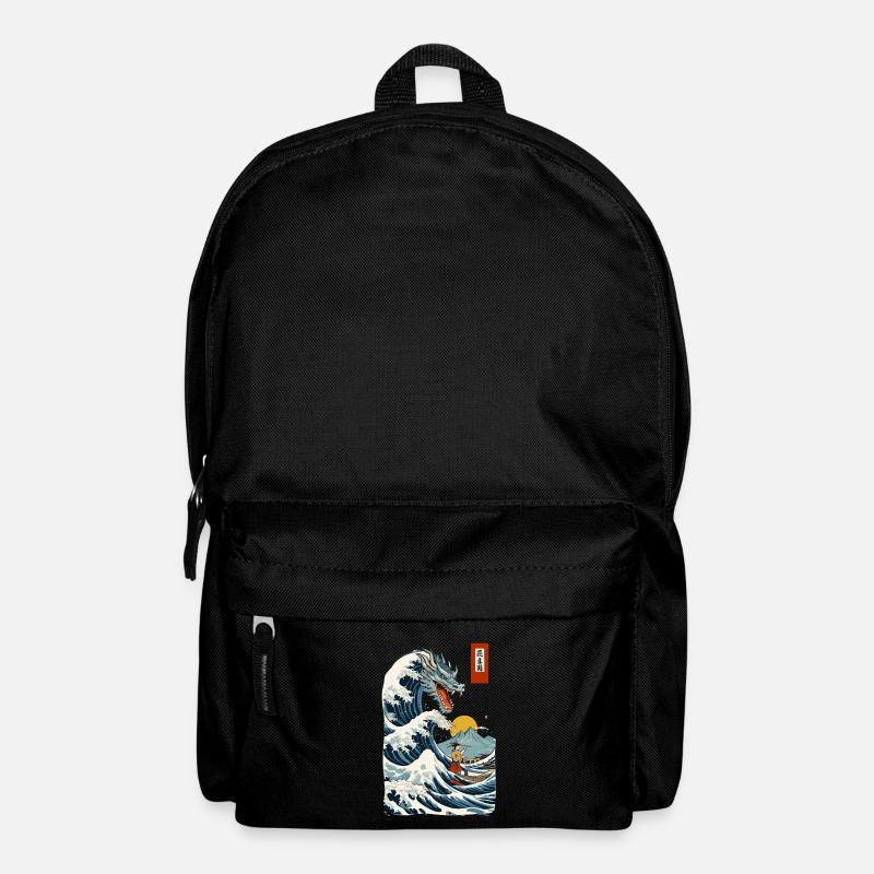 Cerfs-volants japonais vintage Ukiyo-E Japan Wave - Sac à dos - noir