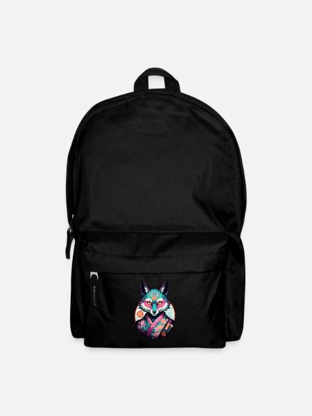 Masque Kitsune Japonais Anime Kawaii Renard Fantôme - Sac à dos - noir