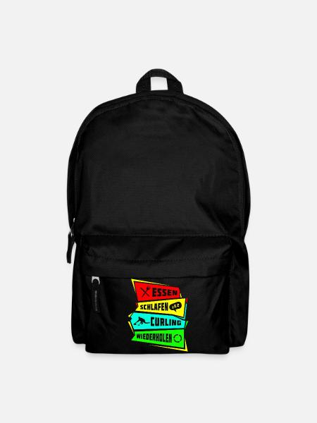 Essen Schlafen Curling wiederholen - Rucksack - Schwarz