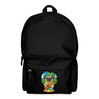 Funny Pug Dog Cartoon Summer Beach Sunglasses - Backpack - black - Front