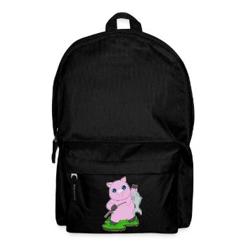 Schwein Angler Fisch Angeln - Rucksack - Schwarz - Vorne