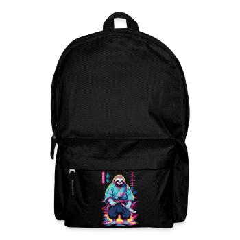 Samurai Faultier Aesthetic Vaporwave Stil - Rucksack - Schwarz - Vorne