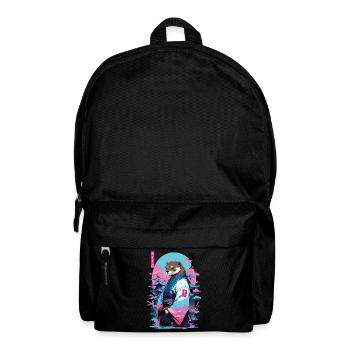 Samurai Otter Aesthetic Vaporwave Stil - Rucksack - Schwarz - Vorne