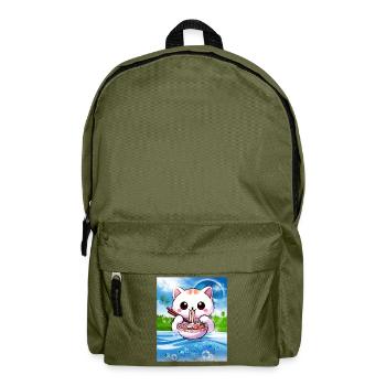 Frutiger Aero Aesthetic Tech Kawaii Ramen Katzenfi - Sac à dos - vert olive - Devant