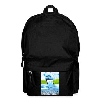 Frutiger Aero Aesthetic Tech Wasserfische Monitor - Rucksack - Schwarz - Vorne