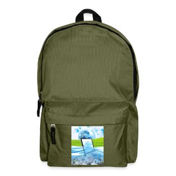 Frutiger Aero Aesthetic Tech Wasserfische Monitor - Rucksack - Olivgrün - Vorne
