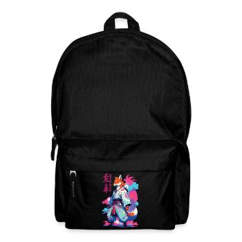 Kitsune Samurai Fuchs Aesthetic Vaporwave Stil - Rucksack - Schwarz - Vorne