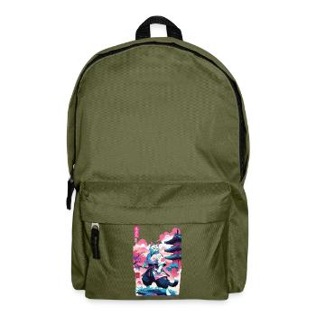 Chat samouraï Vaporwave Esthétique Japon Art - Sac à dos - vert olive - Devant