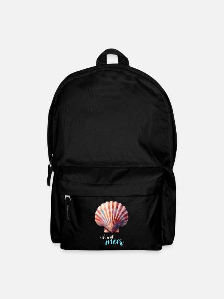 Urlaub Meer Muschel Jakobsmuschel Sehnsucht Ferien - Rucksack - Schwarz