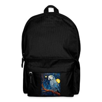 Africain Africain Perroquet Gris Oiseau Nuit Étoilée Peinture - Sac à dos - noir - Devant