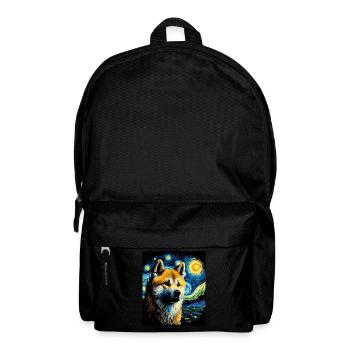 Akita Dog Starry Night Painting - Backpack - black - Front