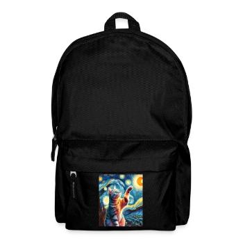 American Shorthair Cat Starry Night Painting - Backpack - black - Front