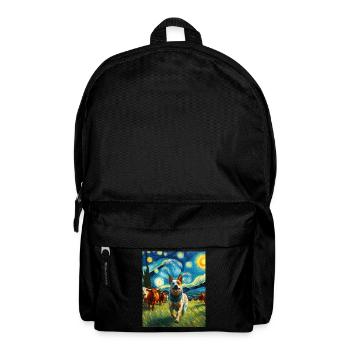 Australian Cattle Dog Dog Starry Night Painting - Backpack - black - Front