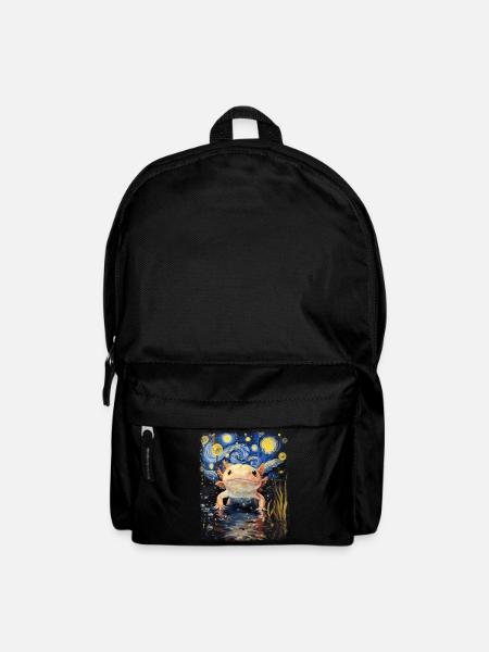 Axolotl Amphibie Sternennacht Gemälde - Rucksack - Schwarz