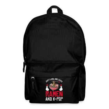 Ramen and K-Pop Merchandise Kawaii Finger Heart - Backpack - black - Front