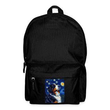 Bernese Mountain Dog Dog Starry Night Painting - Backpack - black - Front