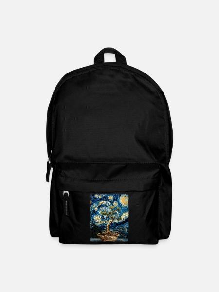 Bonsaï Arbre Zen Japonais Nuit Étoilée Peinture - Sac à dos - noir
