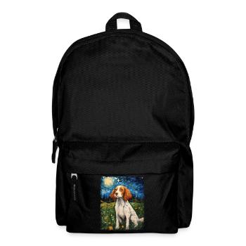 Brittany Spaniel Chien Nuit étoilée Peinture - Sac à dos - noir - Devant
