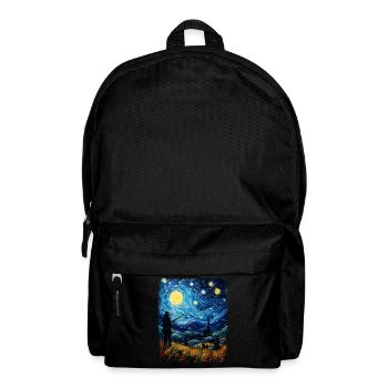 Coyote Hunt Coyote Hunter Starry Night Painting - Backpack - black - Front