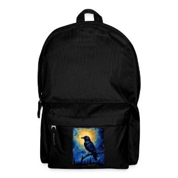 Crow Raven Bird Starry Night Painting - Backpack - black - Front