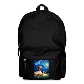 Ducks Birds Starry Night Painting - Backpack - black - Front