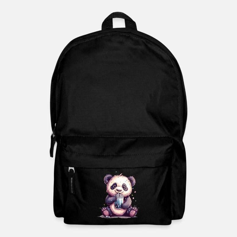 Niedlicher Panda mit Tee - Rucksack - Schwarz