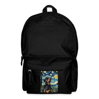 Rottweiler Dog Roller Skating Starry Night Painting - Backpack - black - Front
