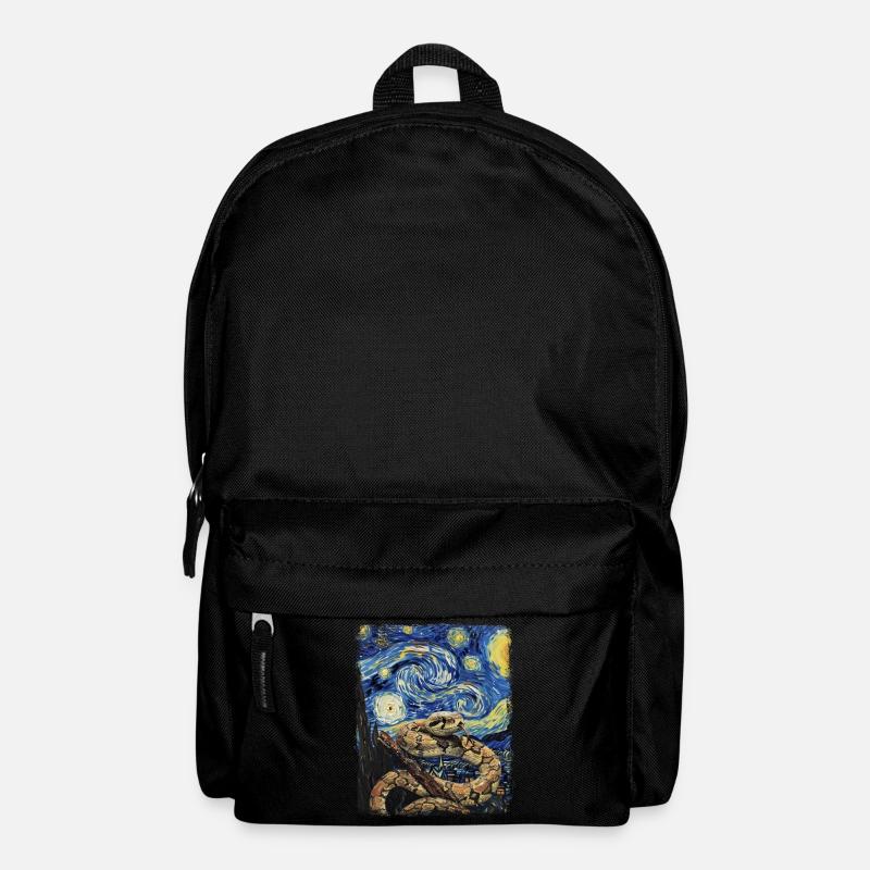 Schlange Schlangen Sternennacht Gemälde - Rucksack - Schwarz