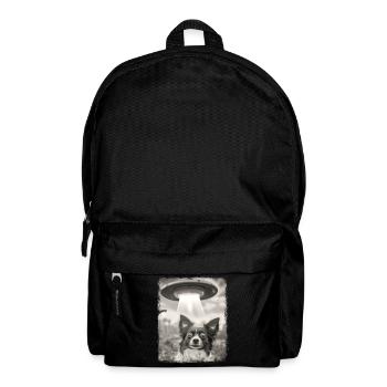 Papillon Hund UFO Alien Außerirdischer Selfie - Rucksack - Schwarz - Vorne
