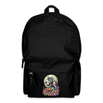 Funny Zombie Unicorn Loves Candy - Backpack - black - Front