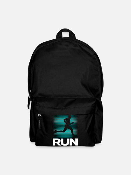 Läufer-Silhouette auf Streifenhintergrund - Rucksack - Schwarz