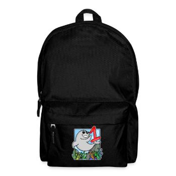 1 Jahr alt - Einschulung - Seelöwe Motiv - Zahl 1 - Rucksack - Schwarz - Vorne