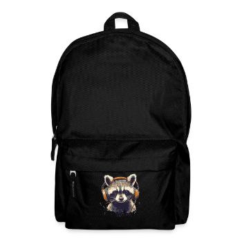 Raton laveur avec des écouteurs orange – Gamer - Sac à dos - noir - Devant