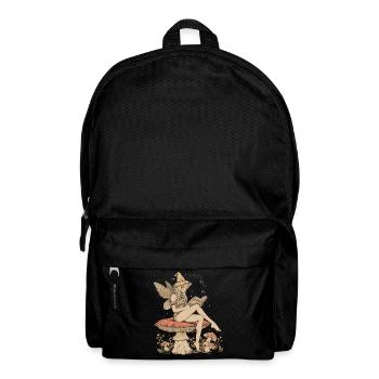 Cottagecore Aesthetic Fairy Book Mushroom Witch Fairyc - Backpack - black - Front