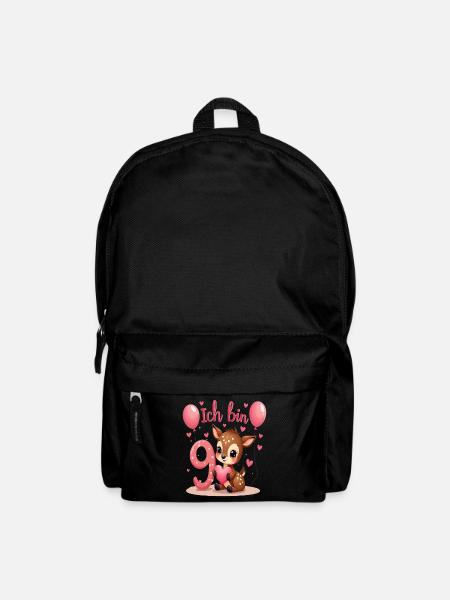 Süßes Reh Ich bin 9 Kinder 9. Geburtstag Mädchen - Rucksack - Schwarz