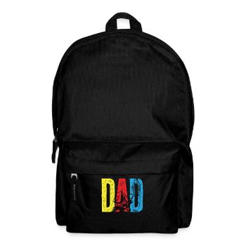 Bunter Papa Schriftzug Mit Kinderwagen Motiv - Rucksack - Schwarz - Vorne