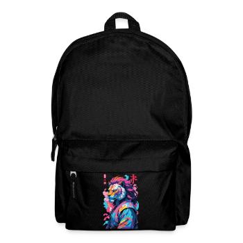 Samurai Lion Aesthetic Vaporwave Style - Backpack - black - Front