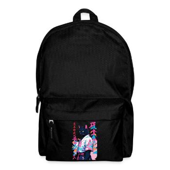 Samurai Katze Vaporwave Aesthetic Samurai Kunst - Rucksack - Schwarz - Vorne