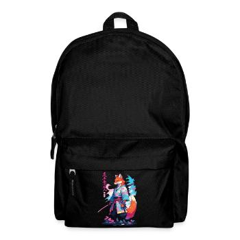 Kitsune Samurai Fuchs Aesthetic Vaporwave Stil - Rucksack - Schwarz - Vorne