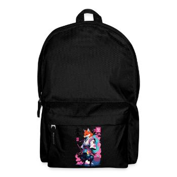 Kitsune Samurai Fuchs Aesthetic Vaporwave Stil - Rucksack - Schwarz - Vorne