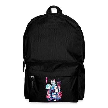 Samurai Katze Vaporwave Aesthetic Japan Style - Rucksack - Schwarz - Vorne