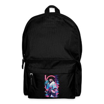 Samurai Faultier Aesthetic Vaporwave Stil - Rucksack - Schwarz - Vorne